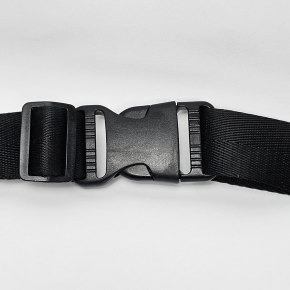 Vintage Black Leather Waist Bag with Adjustable Nylon Belt, Push Buckle, EUC - Picture 8 of 8